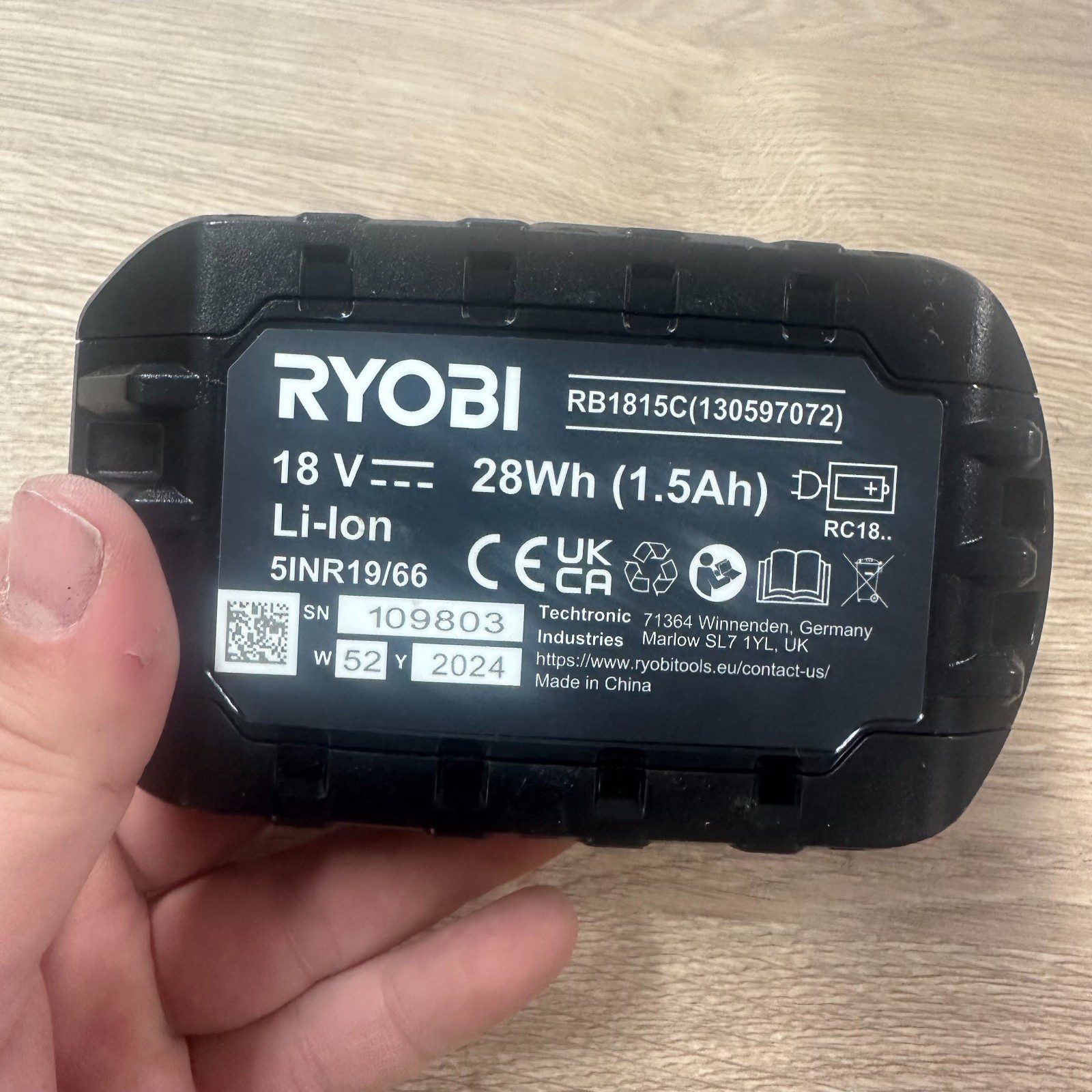 RYOBI Li-Ion Battery RB1815C ONE+ 18V 1.5 Ah Lithium With Fuel Gauge Powerful - Image 8