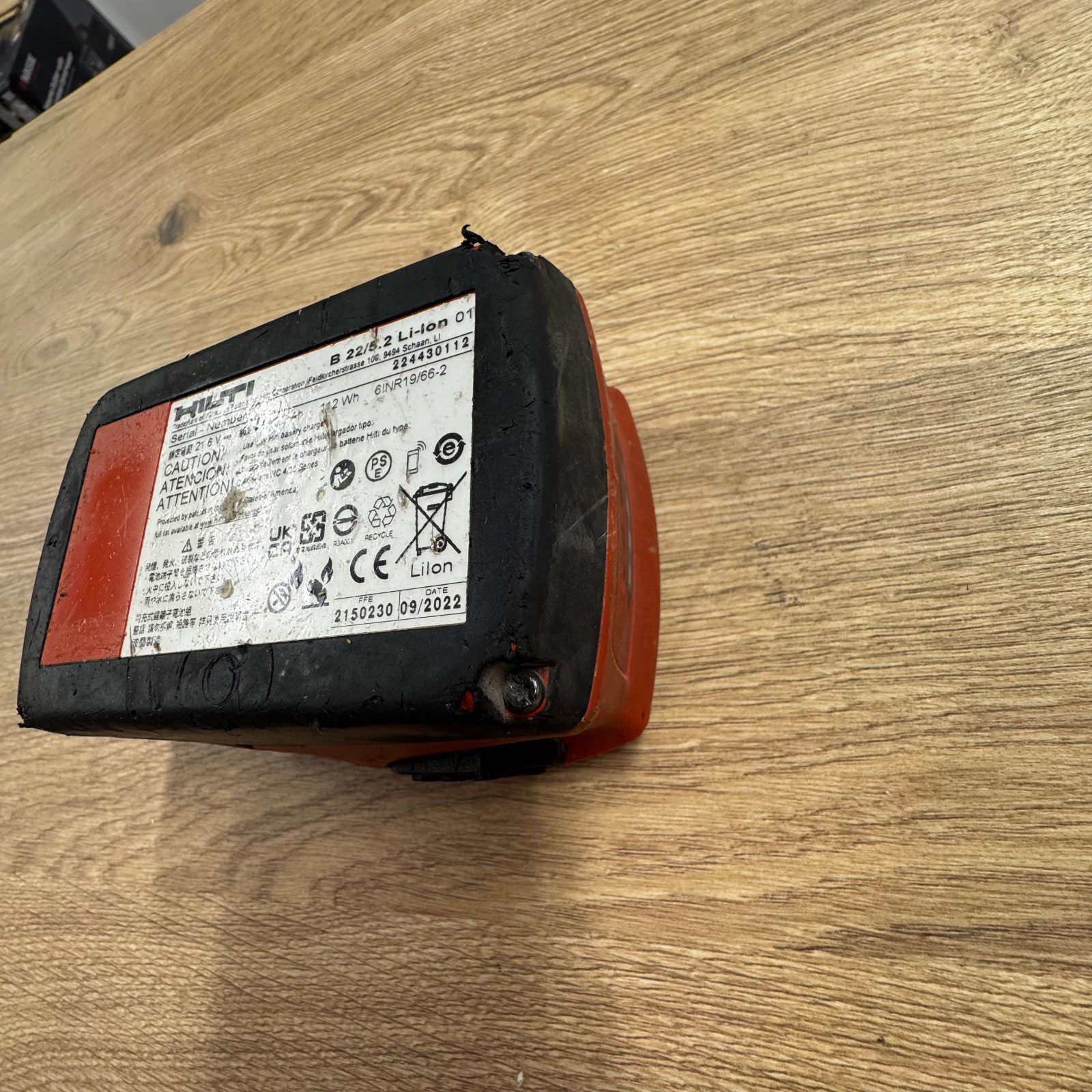 Hilti B22 5.2Ah 21.6V Li-ion CPC Battery Pack Genuine Used Working - Image 13