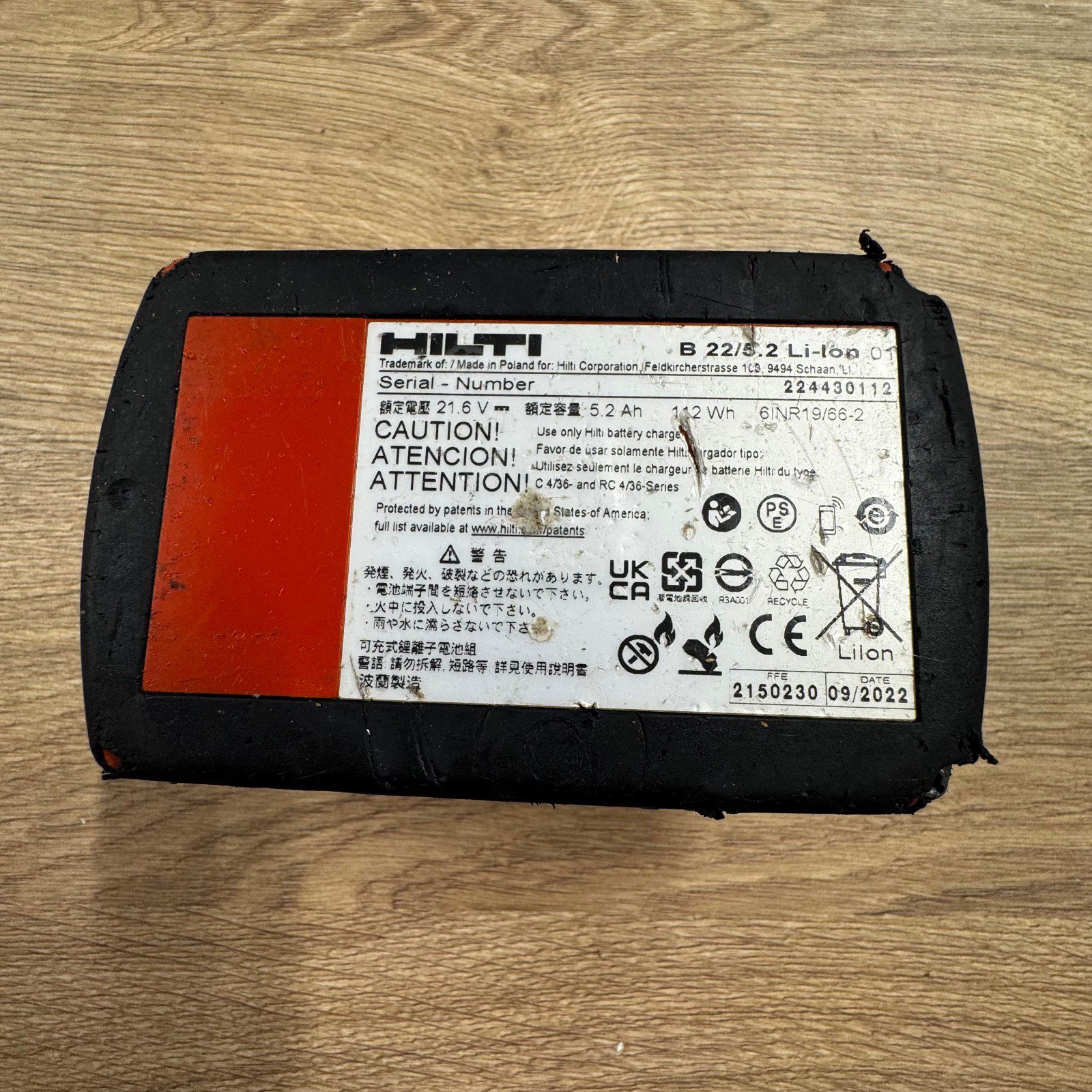 Hilti B22 5.2Ah 21.6V Li-ion CPC Battery Pack Genuine Used Working - Image 14