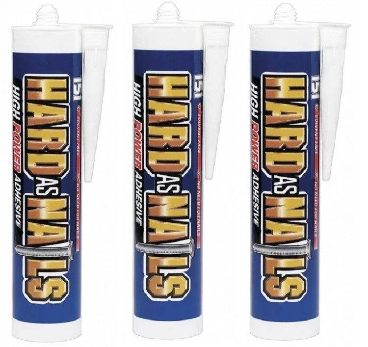 3 X CARTRIDGES HARD AS NAILS INTERIOR NO MORE NAILS SOLVENT FREE ADHESIVE 310ml - Image 1