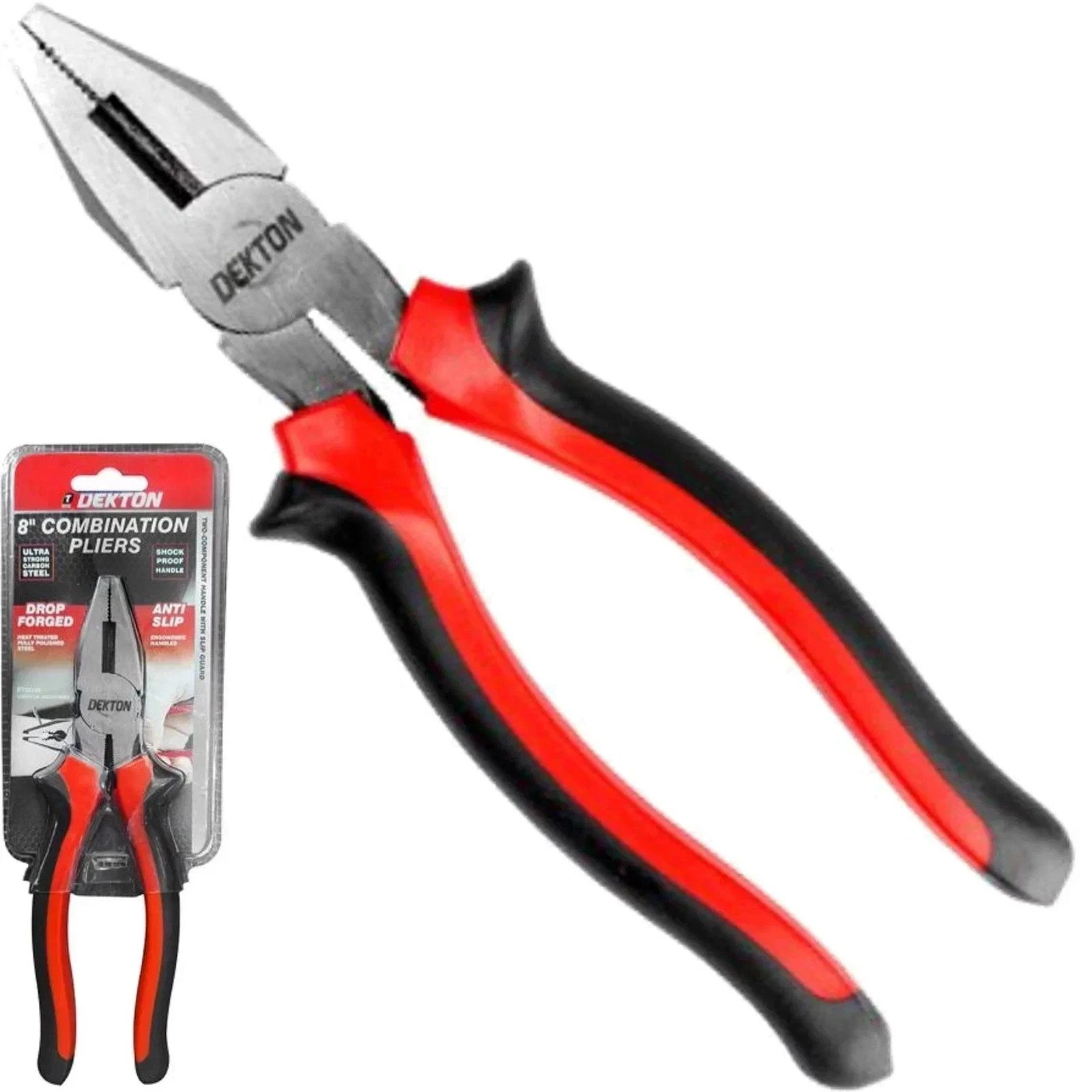 Dekton 200mm Soft Grip Combination Pliers Wire Cutters Plier Tool 8" - Image 1