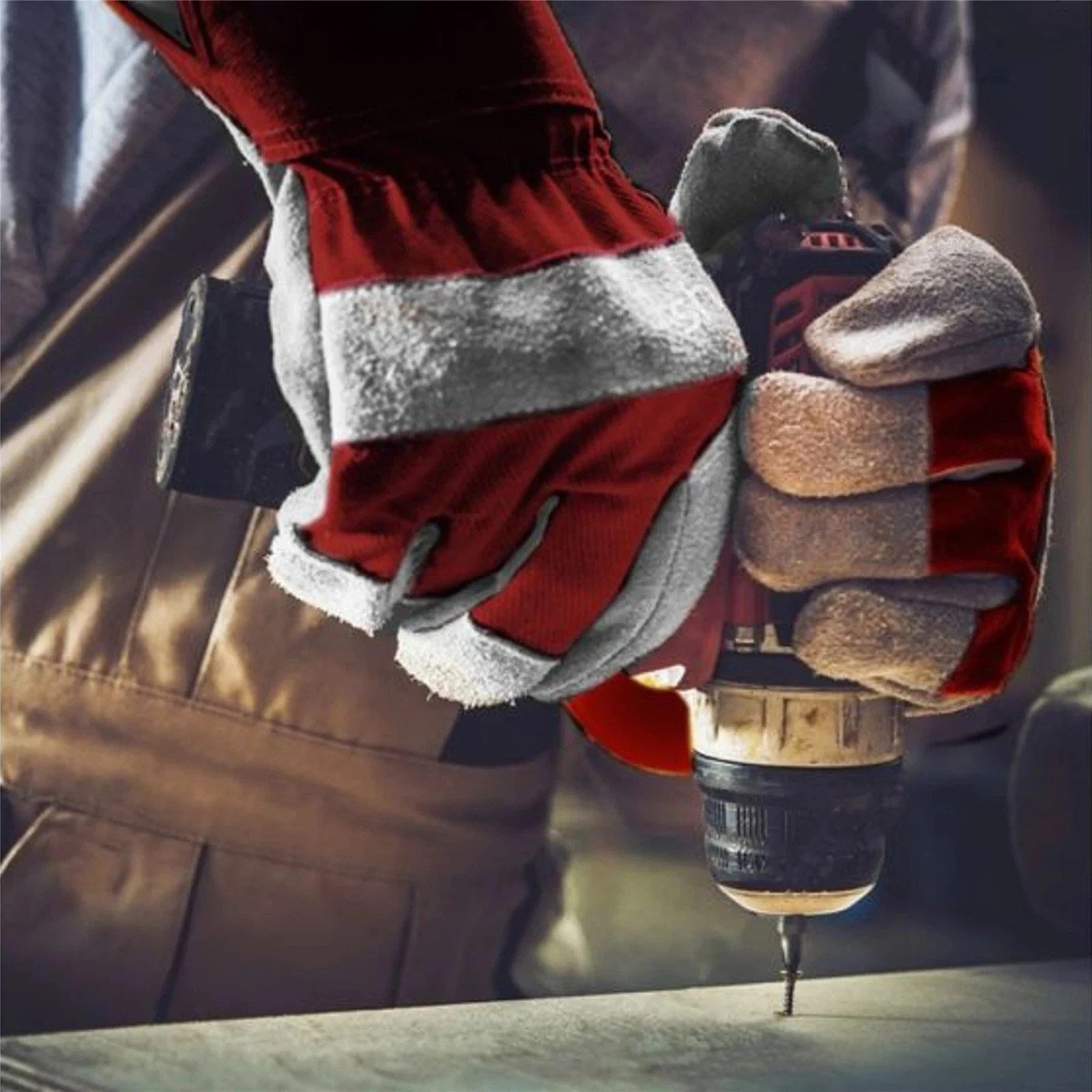 Dekton Rigger Work Gloves Leather Palm Heavy Duty Safety Gloves One Size DT70817 - Image 3