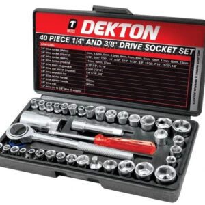 Dekton 40 Piece 1/4 & 3/8 Drive Socket Set Metric Imperial Ratchet