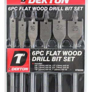 Dekton 6PC Flat Wood Drill Bit Set 10mm 13mm 16mm 19mm 22mm 25mm