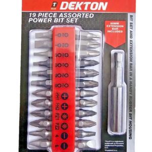 Dekton 19 Piece Power Bit Set Phillips Pozi Torx Flat + 60mm Extension