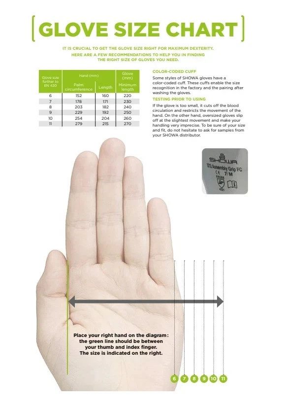 Showa Gloves - 541 Dyneema Palm Plus Work Safety Gloves Size 6/S, 7/M, 8/L