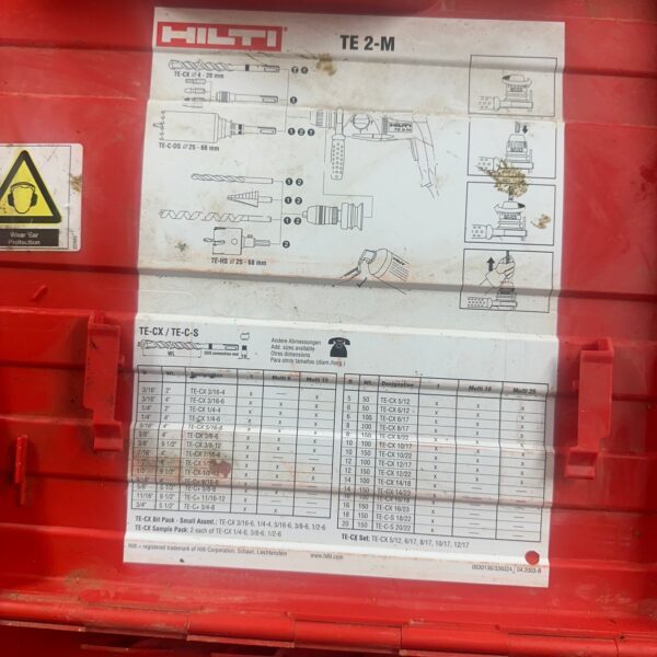 Hilti TE 2-M SDS Plus Rotary Hammer Drill 110V with Case & Side Handle Used