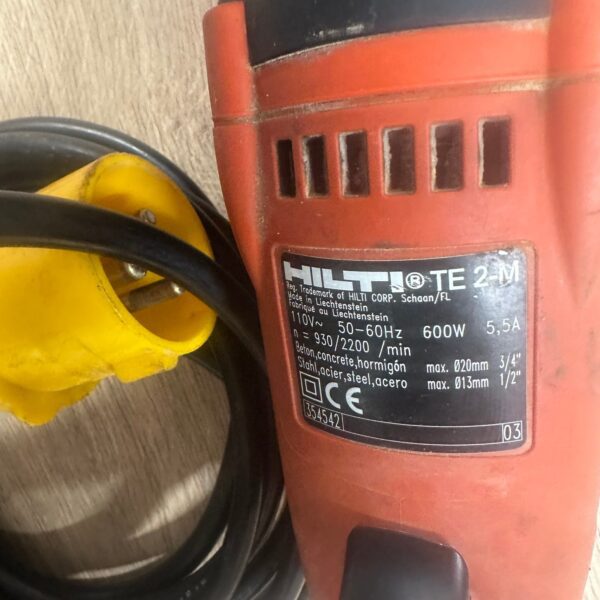 Hilti TE 2-M SDS Plus Rotary Hammer Drill 110V with Case & Side Handle Used
