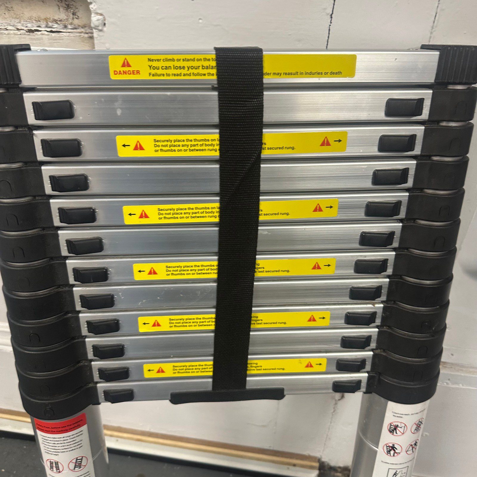 3.8m Telescopic Extension Ladder Aluminium Folding Compact Portable Used - Image 2