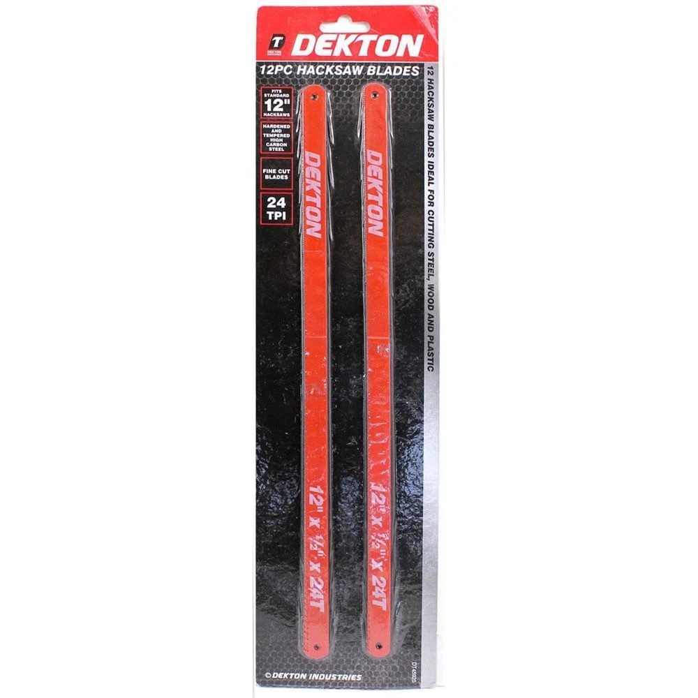 Dekton 12 Piece Hacksaw Blades 12 Inch 24TPI New Fine Cut Steel Wood Plastic - Image 1