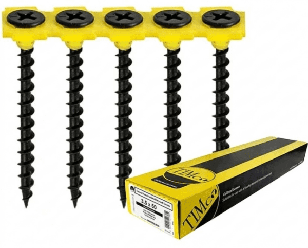 TIMco Coarse Thread Collated Drywall Screws 3.5 x 50 Black Phosphate Boxed