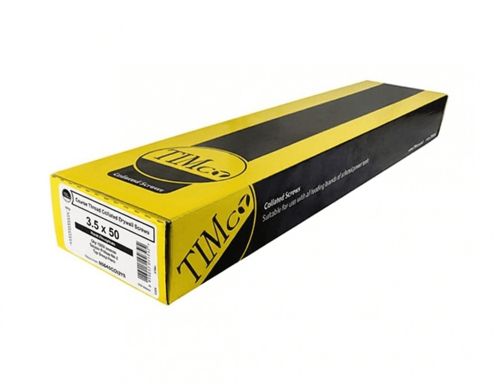 TIMco Coarse Thread Collated Drywall Screws 3.5 x 50 Black Phosphate Boxed - Image 2