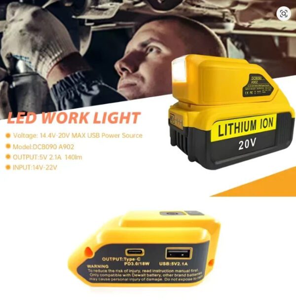 Battery Adapter for DEWALT USB Charger Adaptor 18V XR Lithium-ion (Tool ONLY)