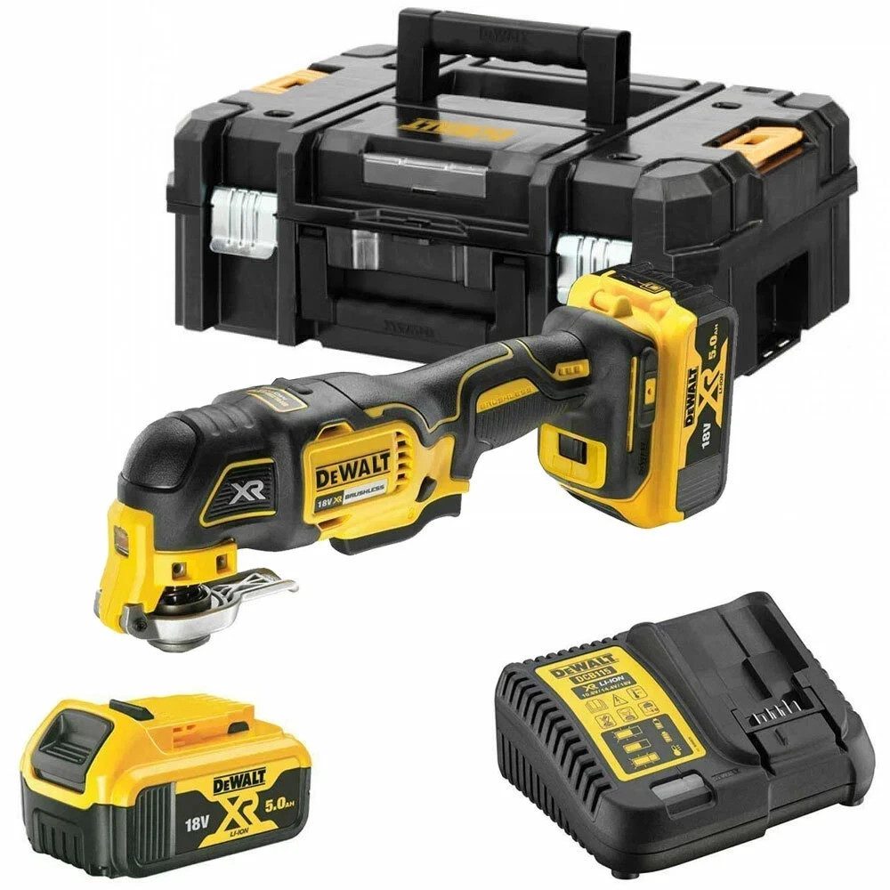 Dewalt DCS356P2 18v XR Brushless 3 Speed Multi Tool + Accessories 2x5.0ah Bat - Image 1