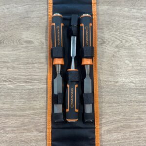 Magnusson Wood Chisel Set 12mm 18mm 25mm With Storage Pouch Used