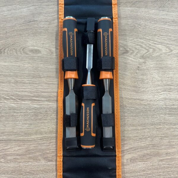 Magnusson Wood Chisel Set 12mm 18mm 25mm With Storage Pouch Used