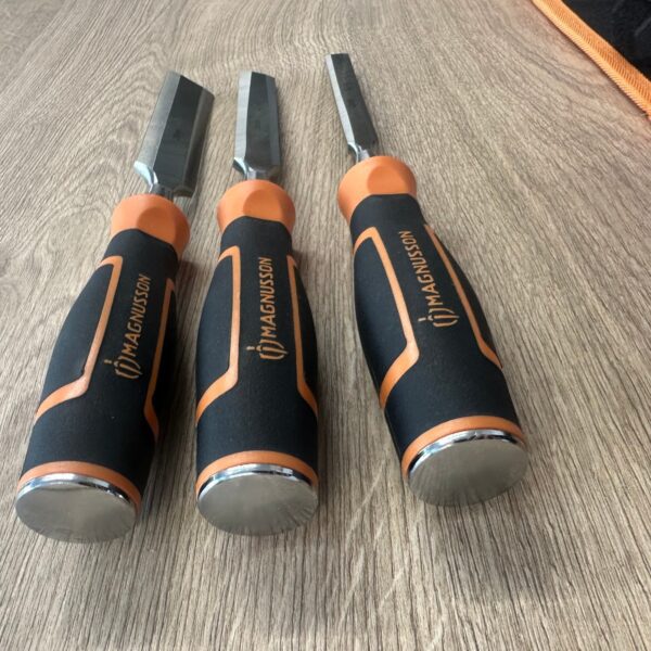 Magnusson Wood Chisel Set 12mm 18mm 25mm With Storage Pouch Used
