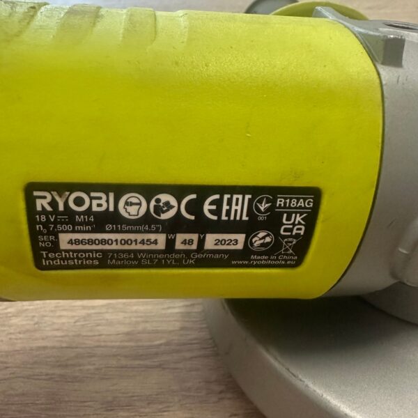 Ryobi R18AG 18V ONE+ 115mm Angle Grinder Bare Unit With Handle Used