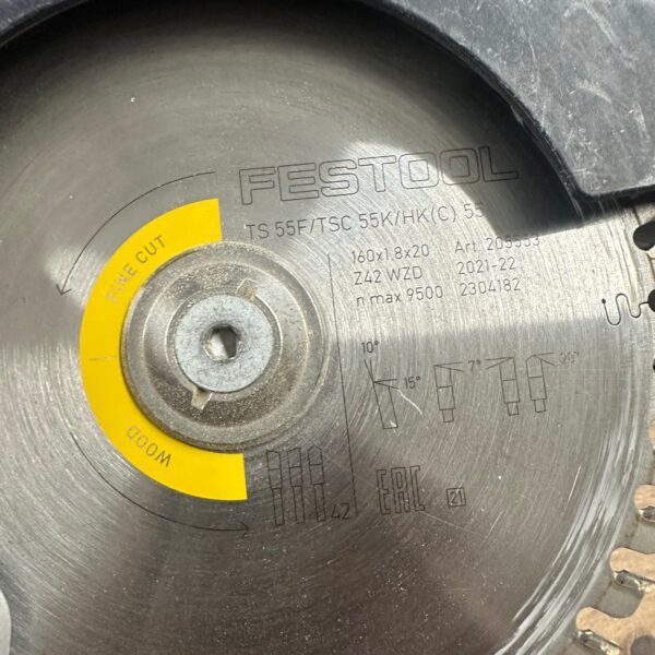 Festool HKC 55 EB Cordless Circular Saw With Systainer Dust Bag Used Working