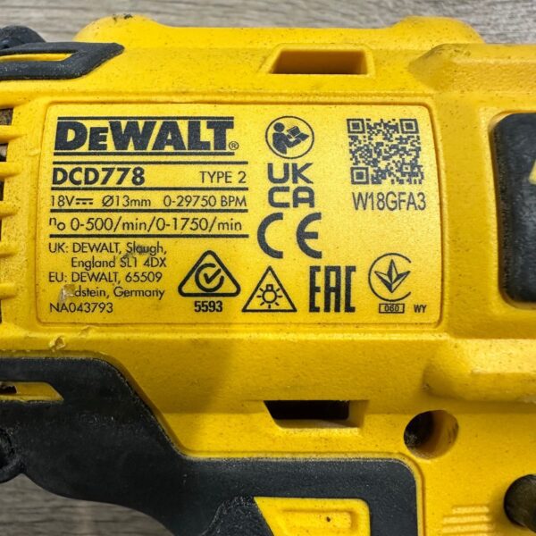 DeWalt DCD778 18V XR Brushless Combi Drill Body Only Used