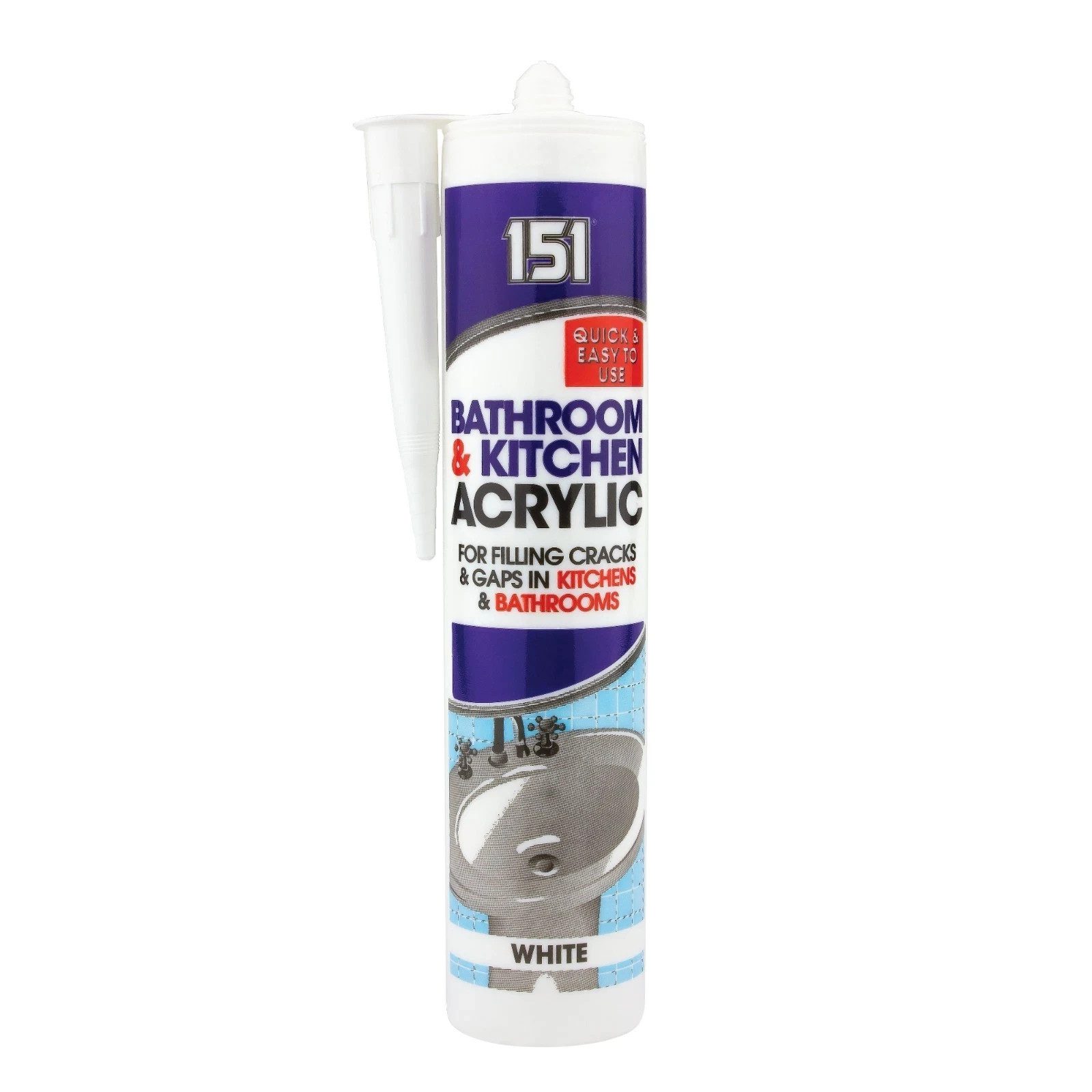 151 Bathroom Kitchen Acrylic Sealant White Crack Gap Filler Cartridge New - Image 1