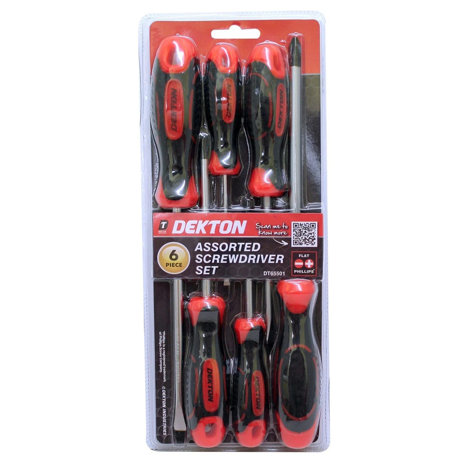Dekton 6pc Assorted Screwdriver Set Flat Phillips New DT65501 - Image 2