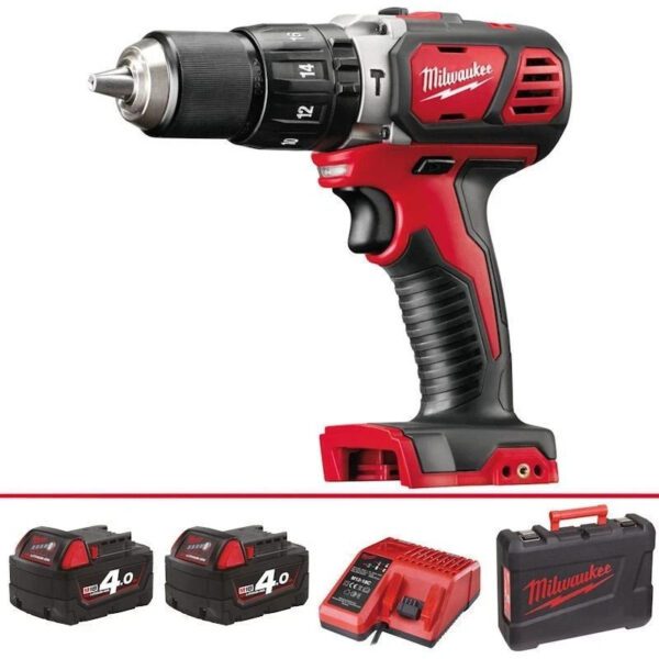 Milwaukee M18 BPD-402C Combi Drill Kit 18V 2x 4.0Ah Batteries Charger Case