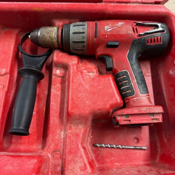 Milwaukee V28 PD 28V Combi Drill Used With Case Side Handle No Battery Charger