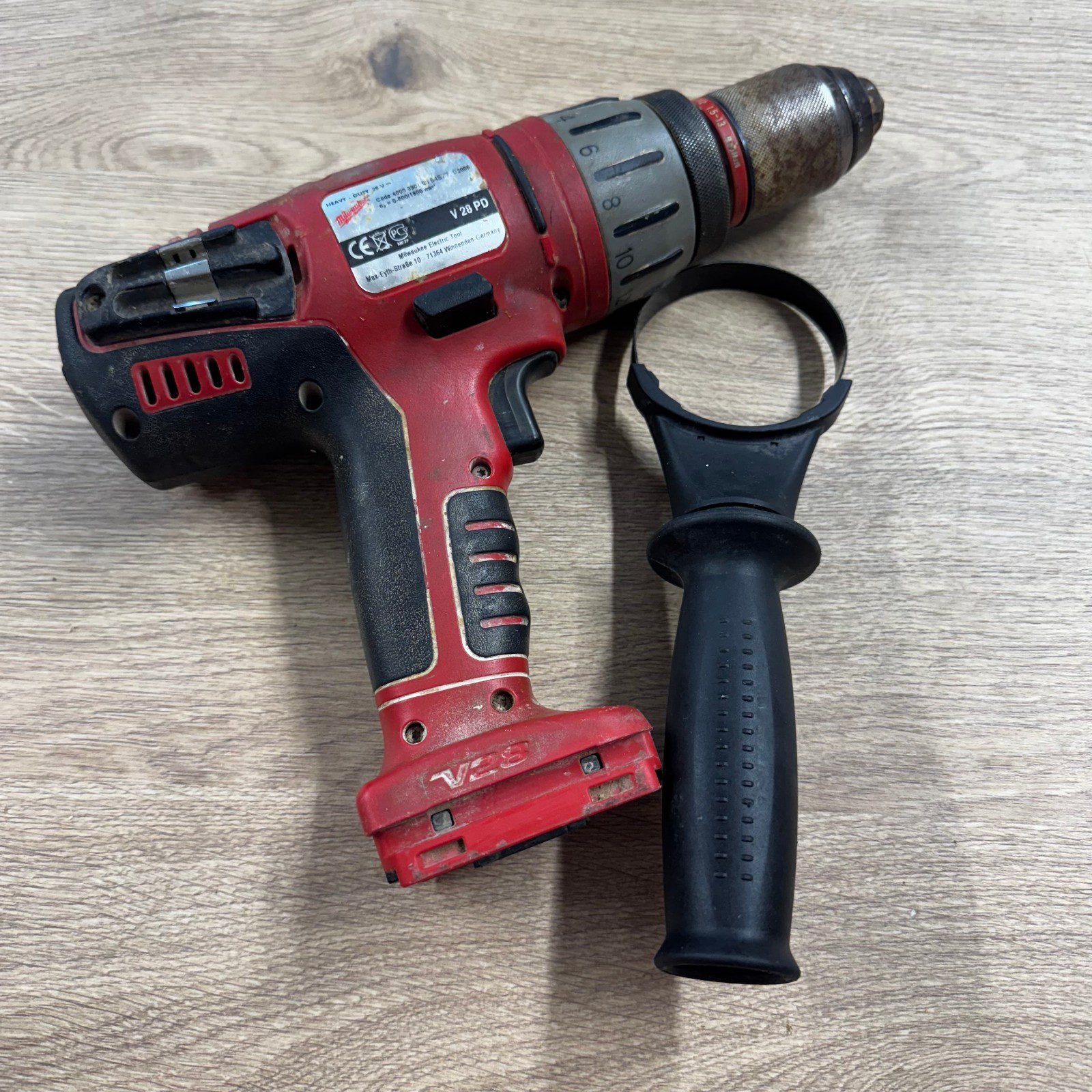 Milwaukee V28 PD 28V Combi Drill Used With Case Side Handle No Battery Charger - Image 3