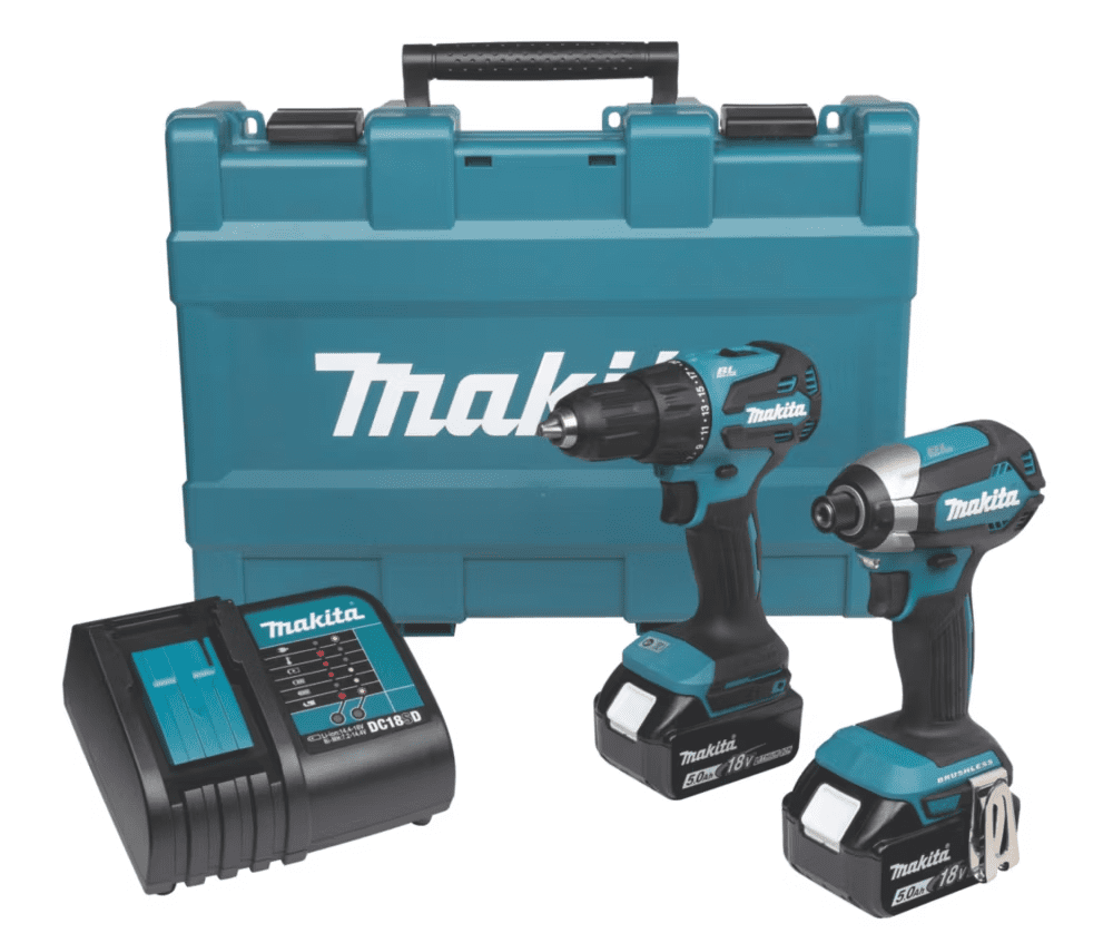 Makita DLX2537ST 18V LXT Brushless Twin Kit DHP489 DTD153 2x 5Ah Makpac - Image 1