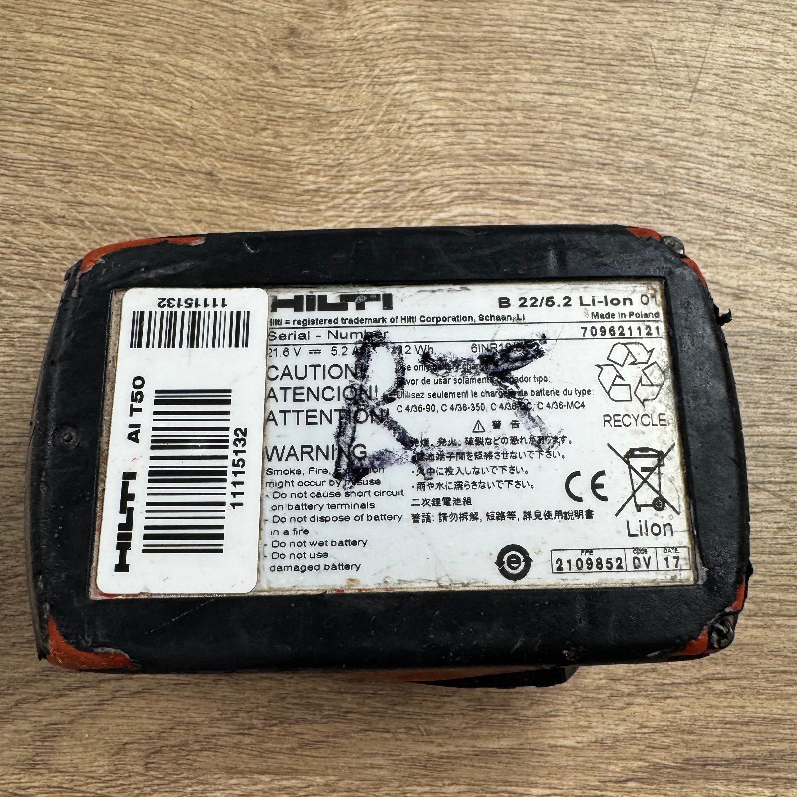 Hilti B22 5.2Ah 21.6V Li-ion CPC Battery Pack Genuine Used Working - Image 16
