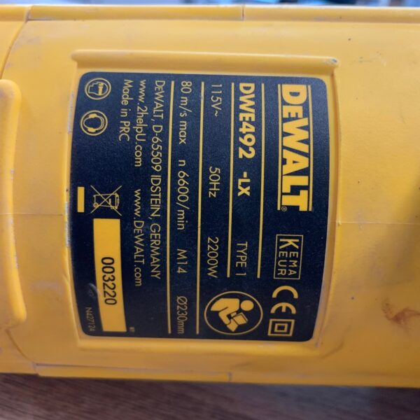 DeWalt DWE492-LX 110V 230mm Angle Grinder 2200W Case Blades Used