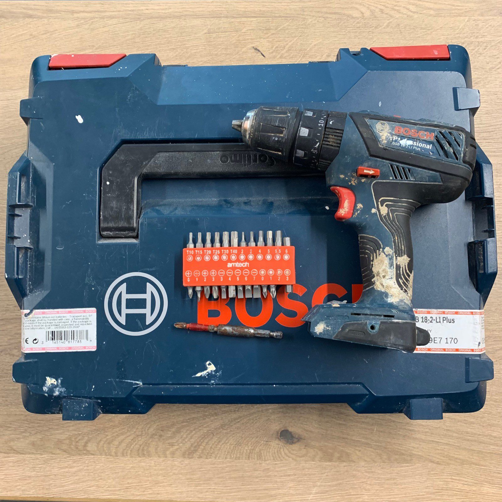 Bosch GSB 18-2-LI Plus 18V Combi Drill Body Case Driver Bit Set Used - Image 4