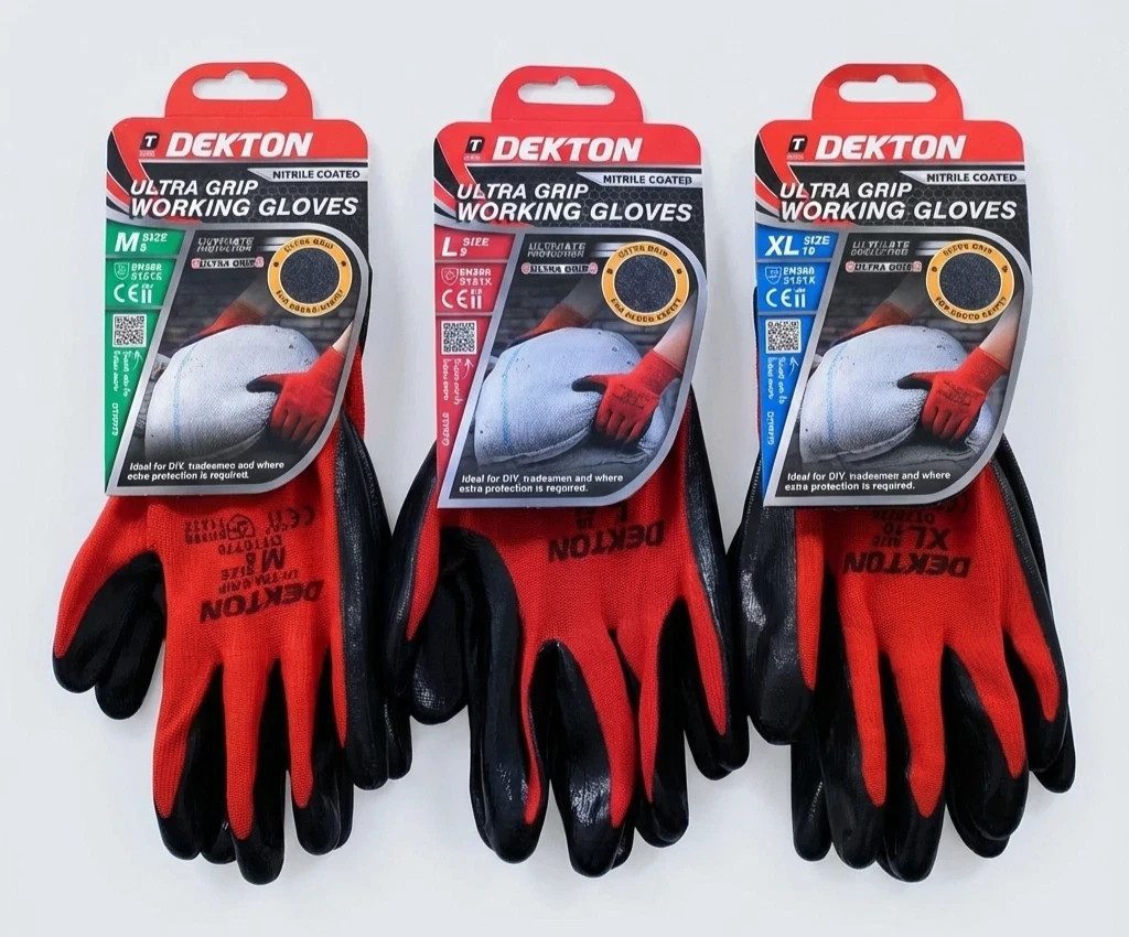 Dekton Nitrile Coated Work Working Gloves High Ultra Grip Glove M L XL - Image 1
