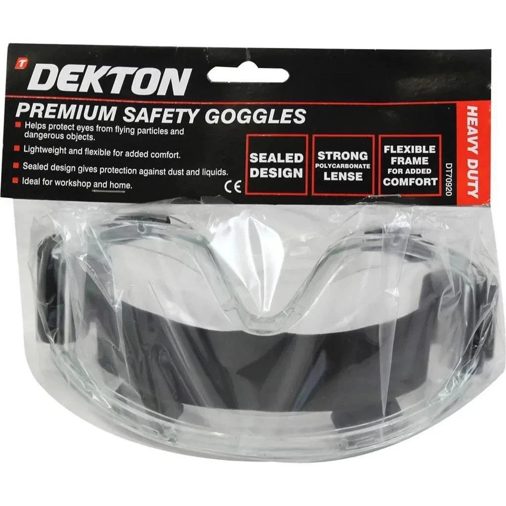 Dekton Premium Safety Goggles Polycarbonate Lens Protective Eye Wear Workshop - Image 2
