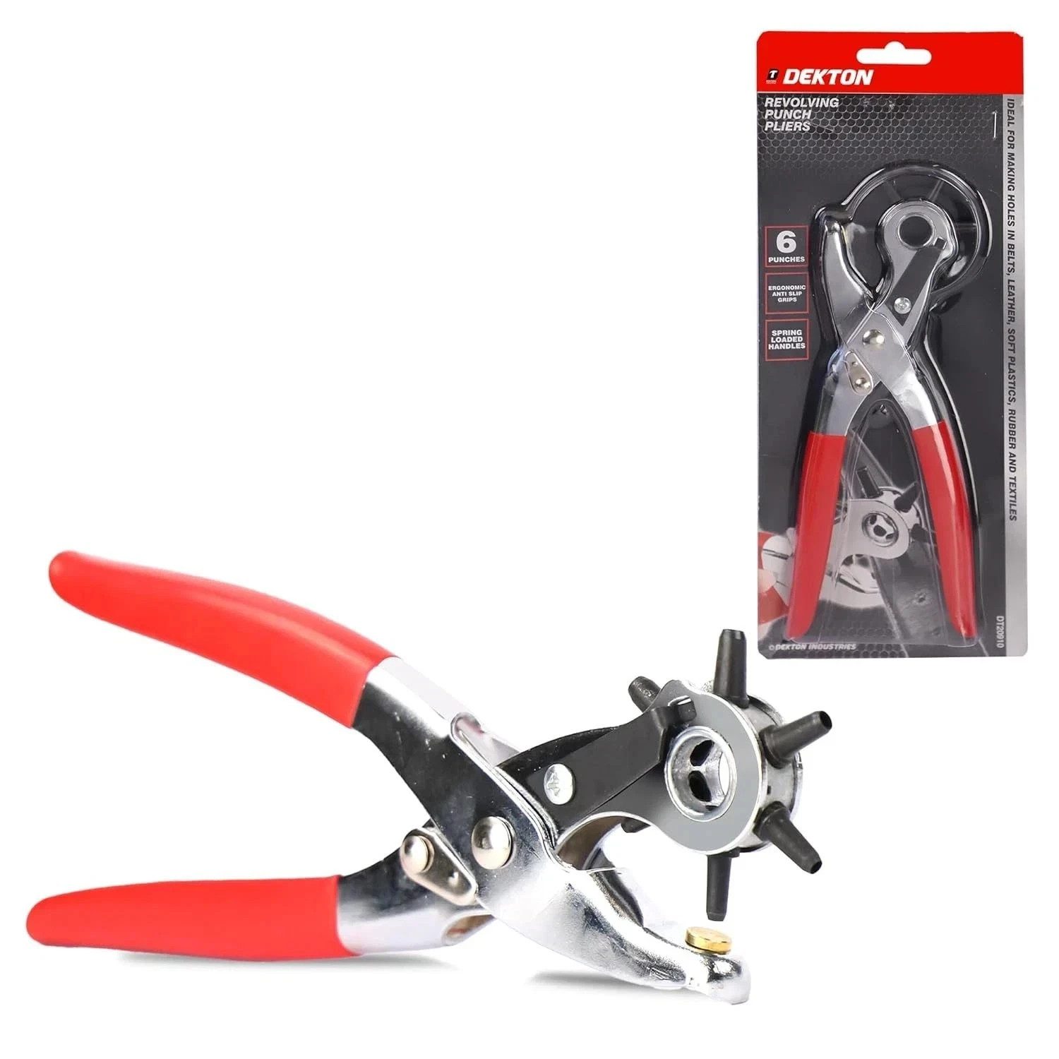 Dekton Revolving Punch Pliers Heavy Duty Multi Function Hole Adjustable New - Image 1