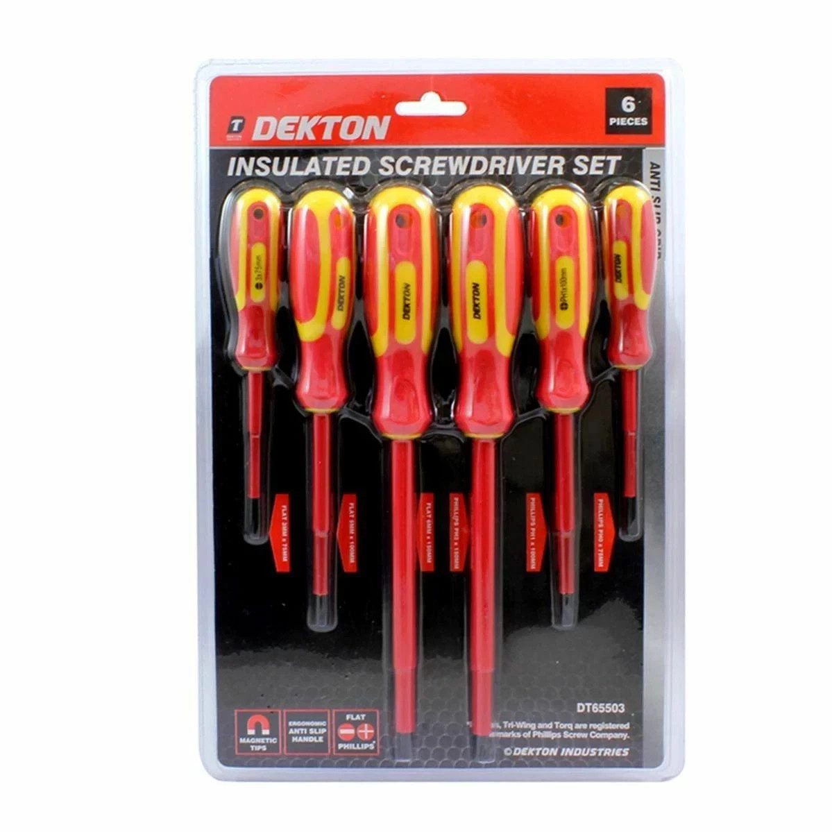Dekton 6 Piece DT85110 Insulated Screwdriver Set VDE Phillips Flat 1000V - Image 1