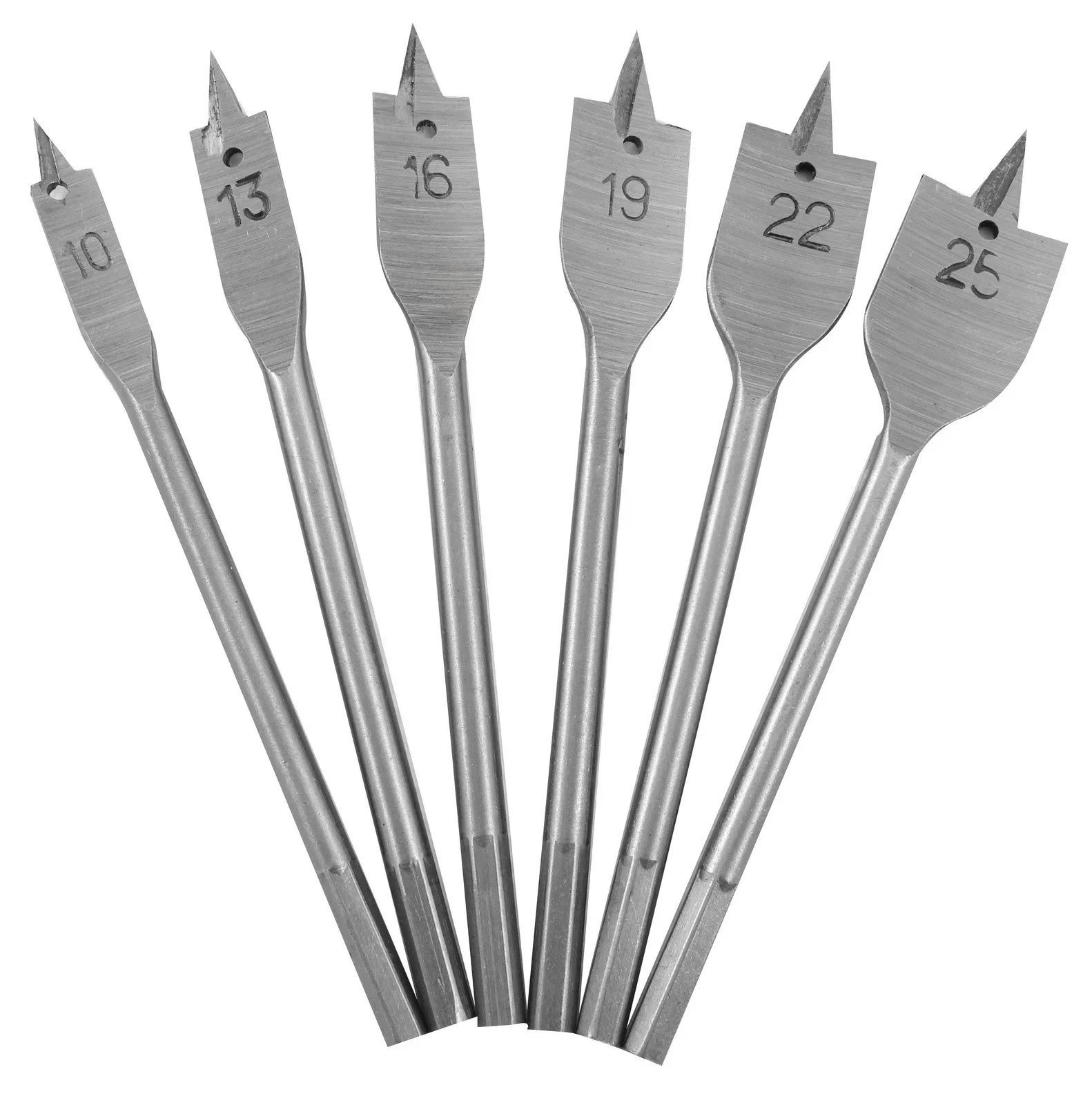 Dekton 6PC Flat Wood Drill Bit Set 10mm 13mm 16mm 19mm 22mm 25mm - Image 2