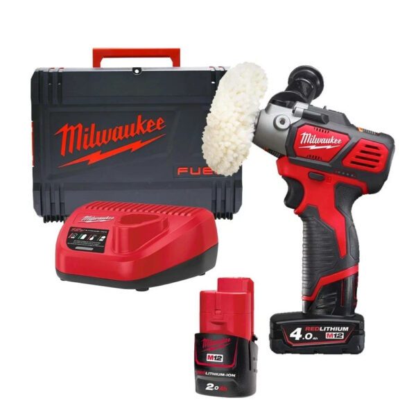 Milwaukee M12BPS-421X M12 Compact Polisher & Detail Sander, 2x Battery & Charger