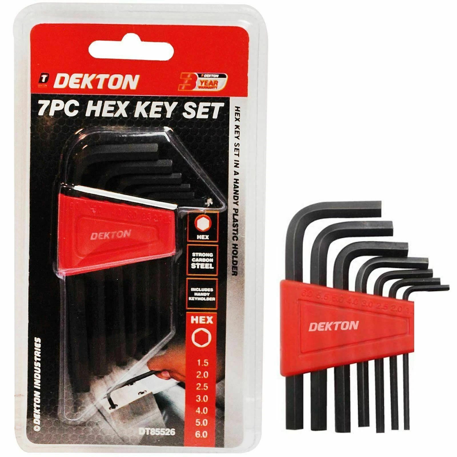 Dekton 7pc Hex Key Set Allen Keys 1.5mm 2mm 2.5mm 3mm 4mm 5mm 6mm New - Image 1