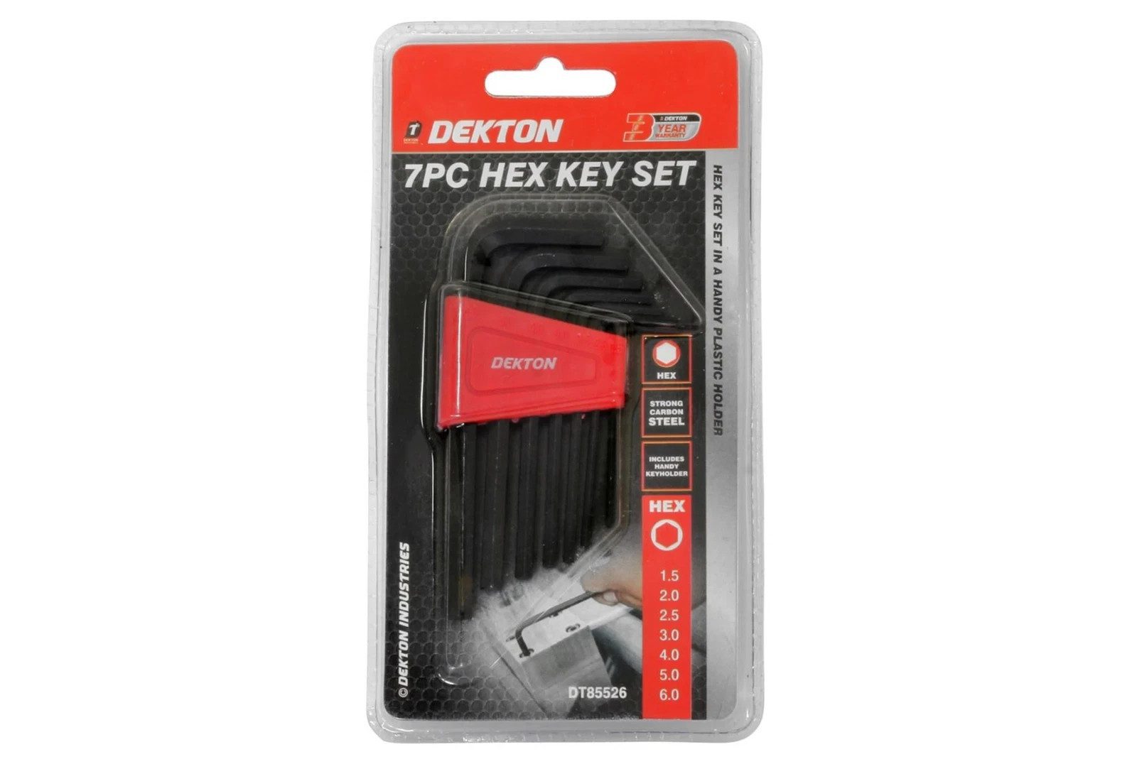 Dekton 7pc Hex Key Set Allen Keys 1.5mm 2mm 2.5mm 3mm 4mm 5mm 6mm New - Image 2