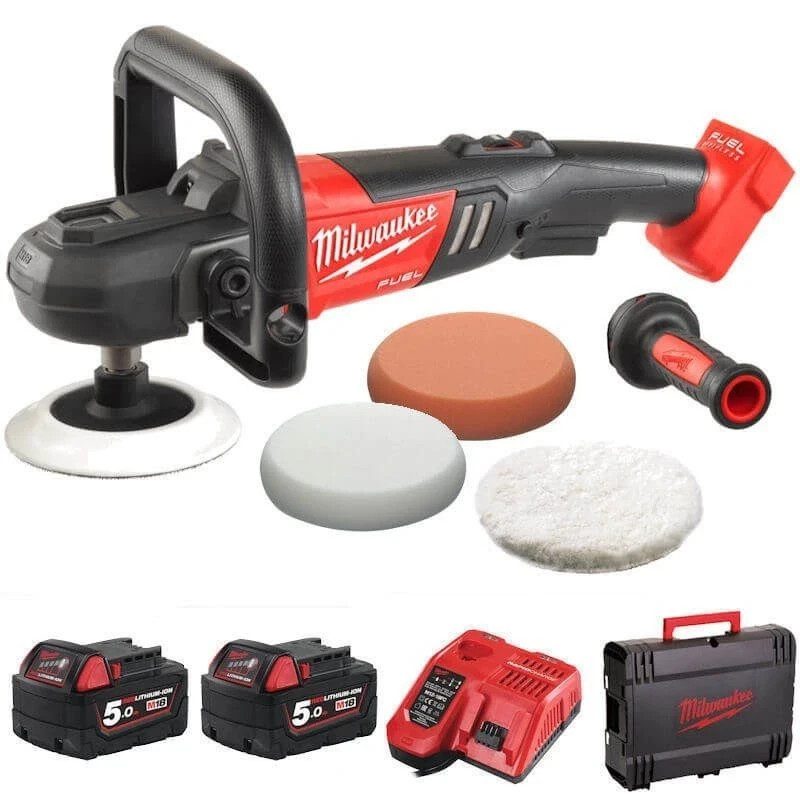 Milwaukee M18 FAP180-502X 18V Fuel Cordless Polisher Kit 2 x 5.0Ah New - Image 1