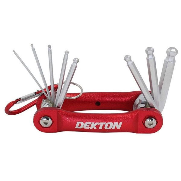 Dekton Folding Hex Key Set 8 Piece Ball Point Allen Key Set With Carabiner New