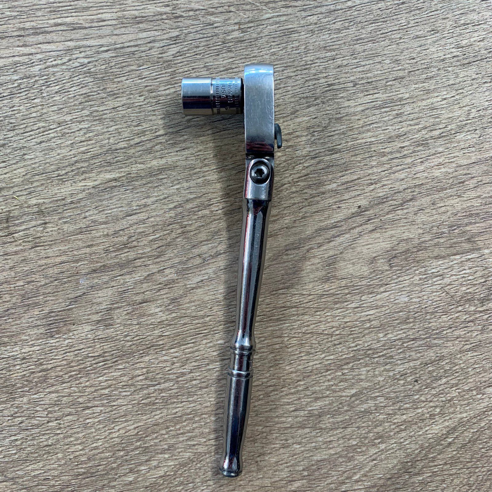 Snap-on TF72 Flex Head Ratchet 1/4" Drive With 10mm Socket Chrome Used Tool - Image 2