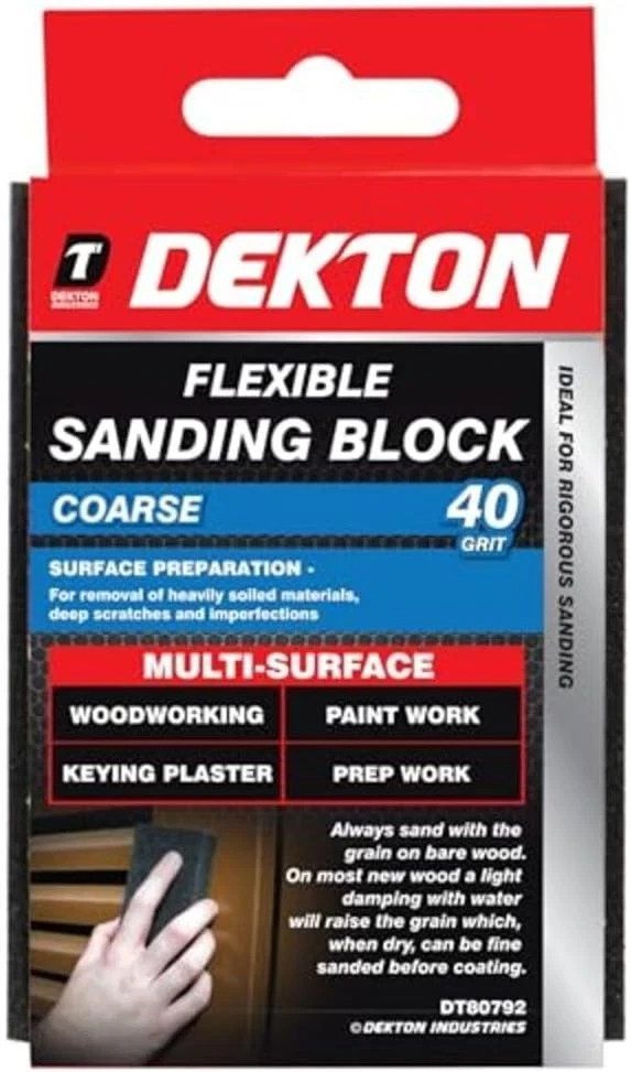 Dekton DT80792 Flexible Sanding Block 40 Grit Coarse Multi Surface New