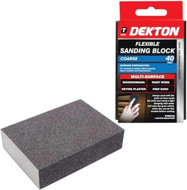 Dekton DT80792 Flexible Sanding Block 40 Grit Coarse Multi Surface New