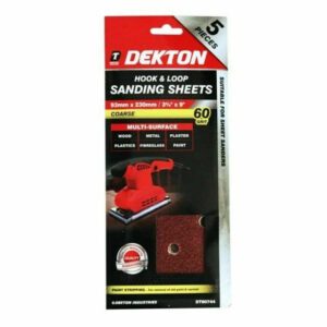 Dekton DT80744 Hook Loop Sanding Sheets 93x230mm 60 Grit Coarse 5 Pack New
