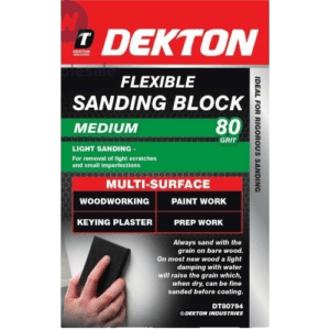 Dekton DT80794 Flexible Sanding Block 80 Grit Medium Multi Surface New