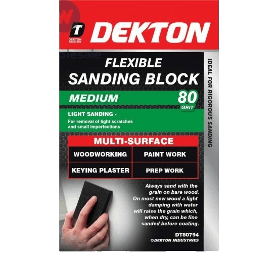 Dekton DT80794 Flexible Sanding Block 80 Grit Medium Multi Surface New