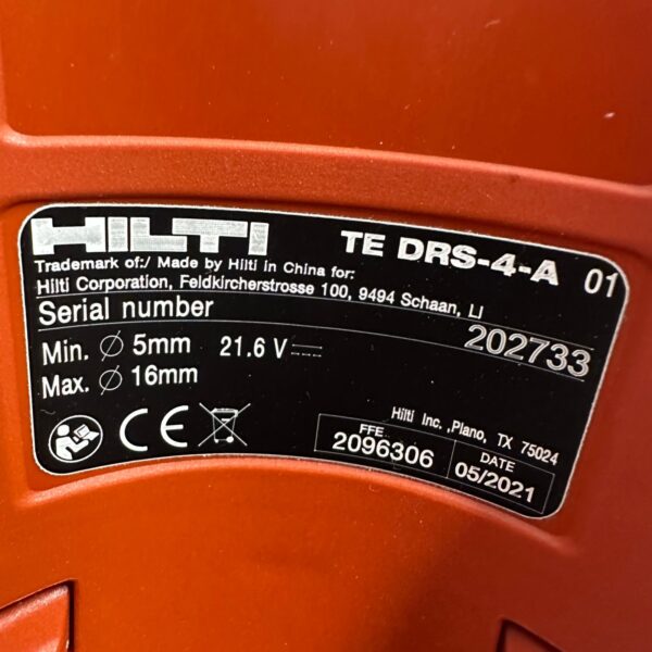 Hilti TE DRS-4-A Dust Removal System 21.6V For SDS Plus Rotary Hammer